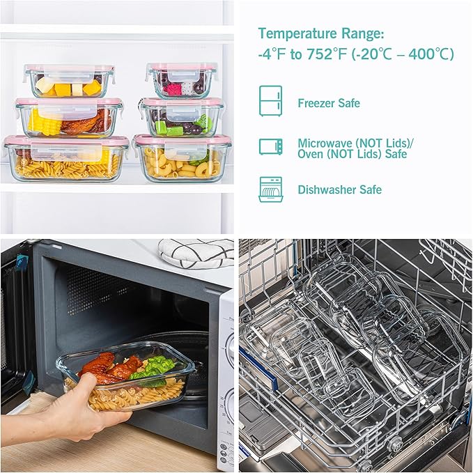 Vtopmart 8 Pack Glass Food Storage Containers