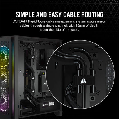 Corsair 4000D AIRFLOW Tempered Glass Mid-Tower ATX Case - High-Airflow - Cable Management System - Spacious Interior - Two Included 120 mm Fans - Black