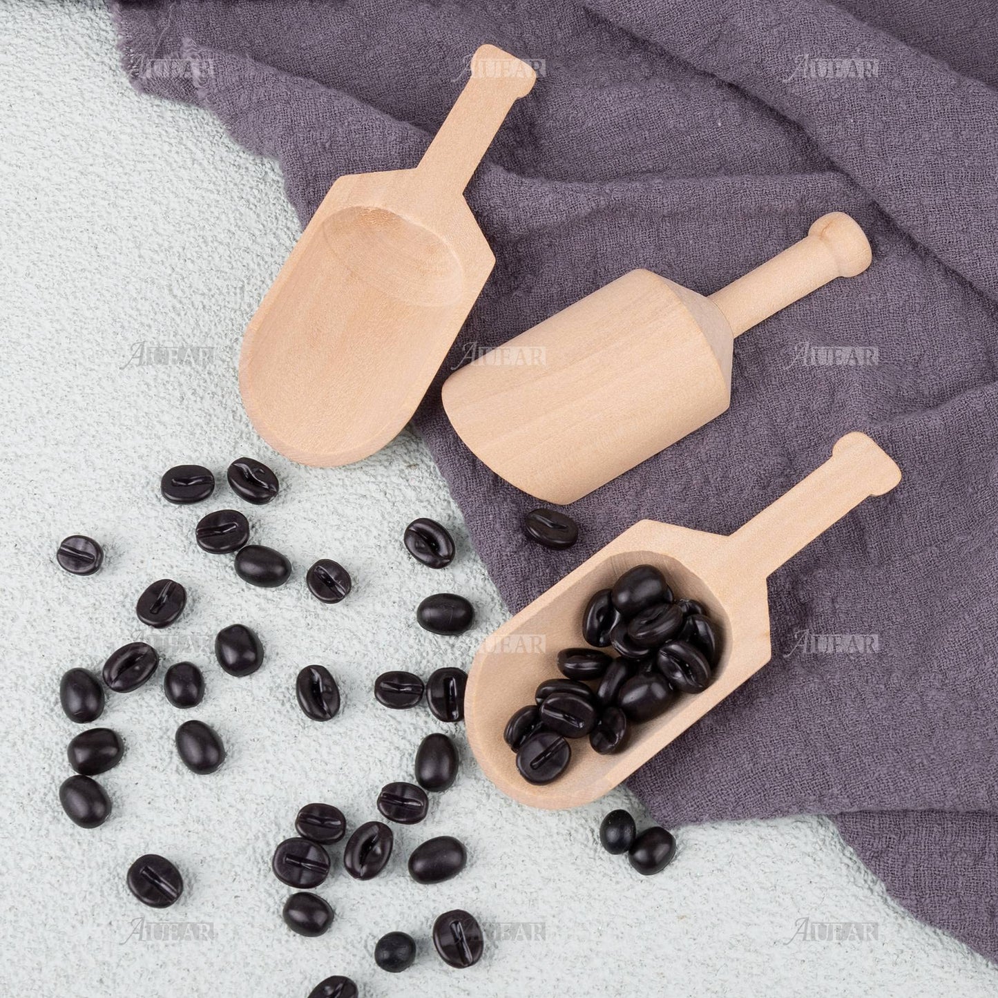 AUEAR, 10 Pack Mini Wooden Scoops for Bath Salts Candy Scoop
