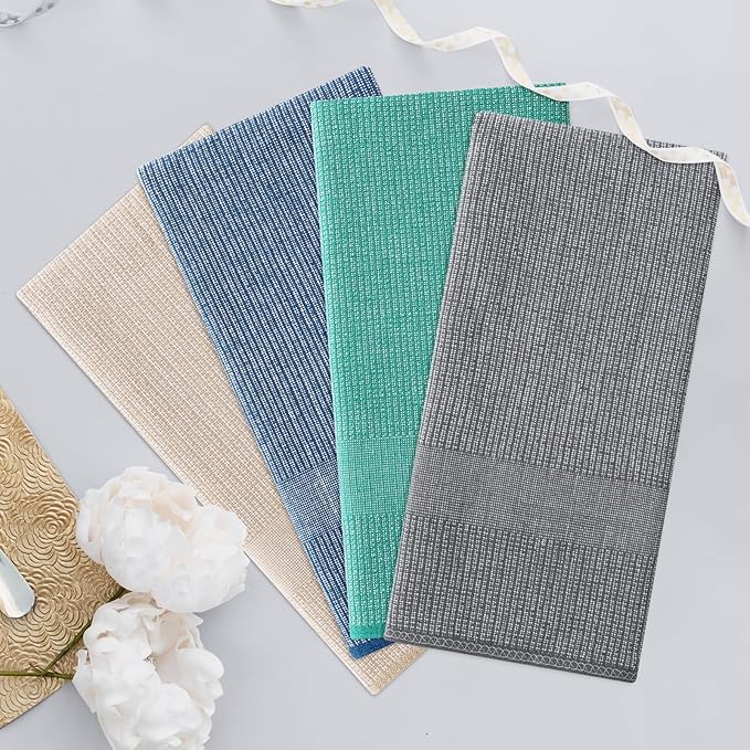 Homaxy Premium Kitchen Towels, Large Cotton Kitchen Hand Towels, Flat and Terry
