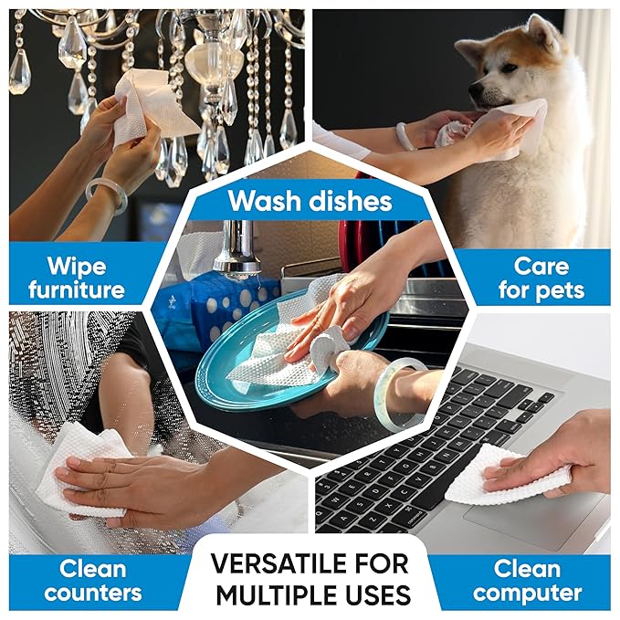 WITHU Disposable Face Towels, Ultra Soft, Biodegradable Makeup Remover Wipes