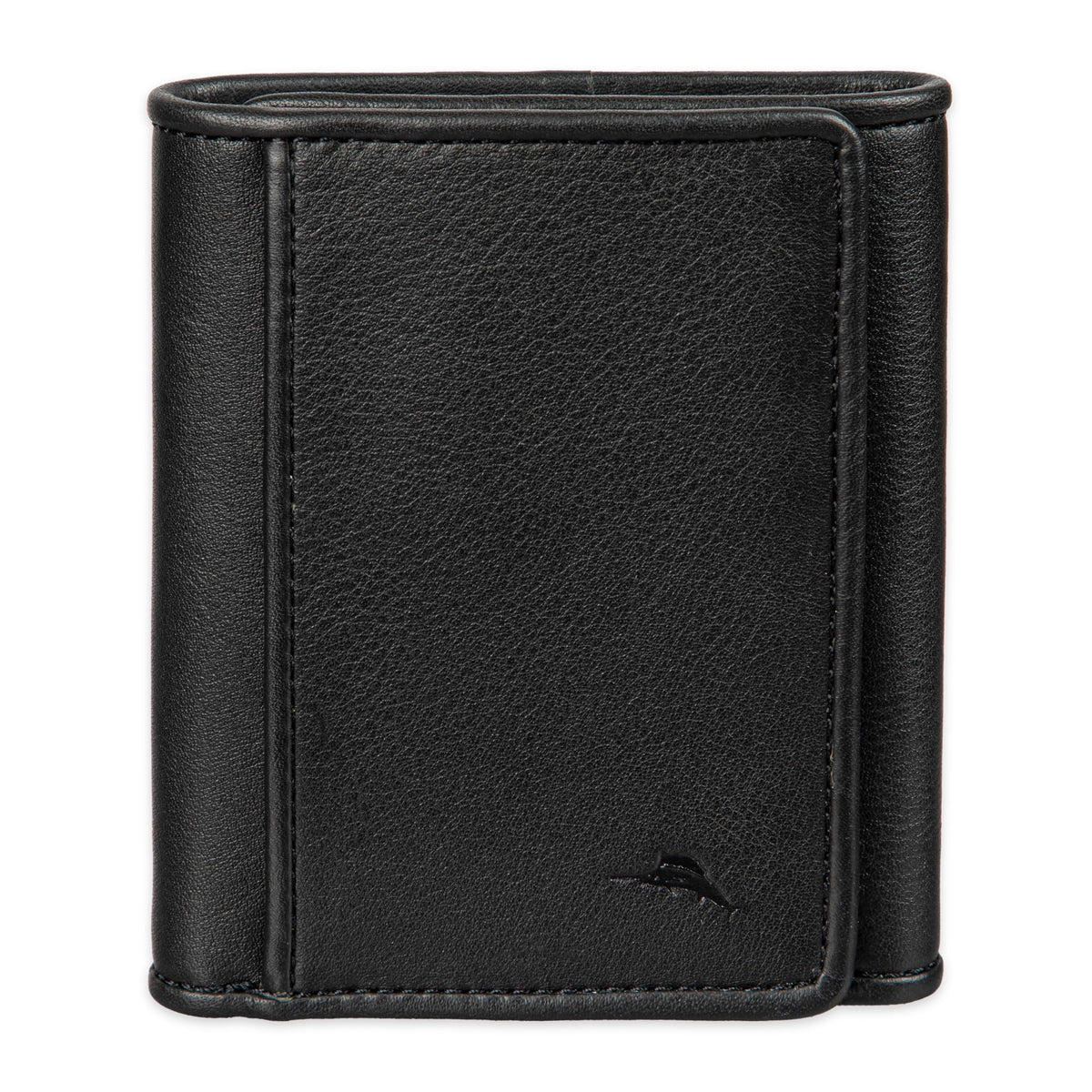 Tommy Bahama Mens Leather Trifold Wallet Black Pebble
