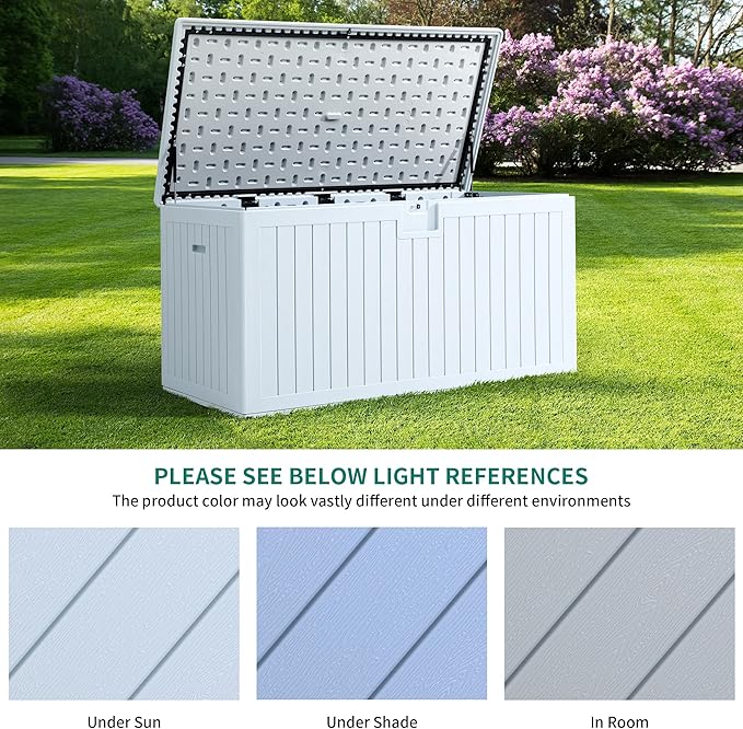 YITAHOME XXL 230 Gallon Large Deck Box,Outdoor Storage for Patio Furniture Cushions,Garden Tools with Flexible Divider,Waterproof,Lockable (White)