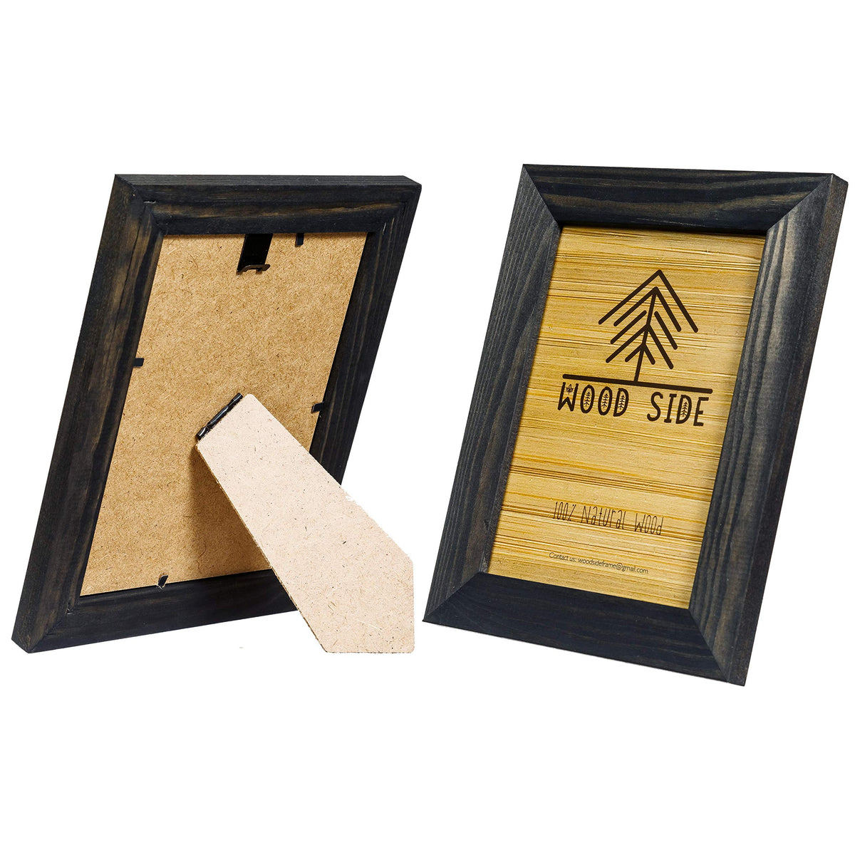 8.5 x 11 Wooden Rustic Picture Frames - Set of 2 for Diploma Documents and Certificates Wall Mount and Tabletop - Natural Wood Photo Frame - Charcoal