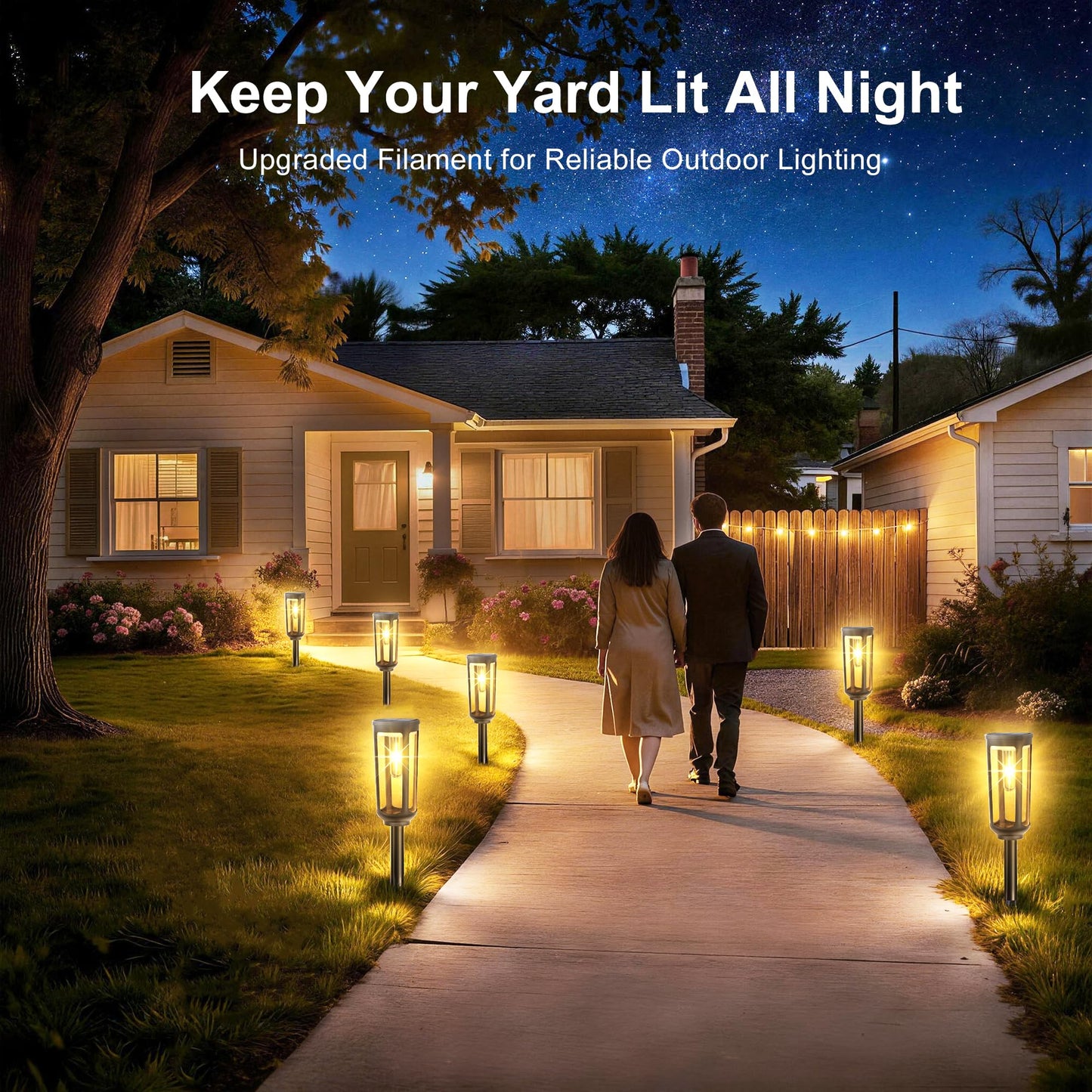 JEJOT Solar Pathway Lights Outdoor Waterproof IP65, 8 Pack Warm White Solar Walkway Lights, Auto On/Off Outdoor Light for Lawn Garden Patio Driveway Decor Landscape Lighting