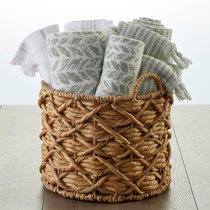 SKL Home Distressed Leaves 100% Turkish Cotton Premium 2-Piece Hand Towel Set
