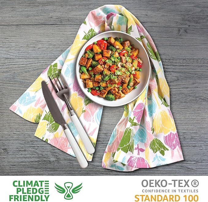 Urban Villa Collection Kitchen Towels Tulip Flowers Multi Color Premium Quality