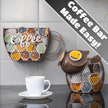 Made Easy Kit Coffee Pod Organizer - Home Coffee Bar Functional Décor - Café Station Countertop Storage Accessories (Sea Turtle)