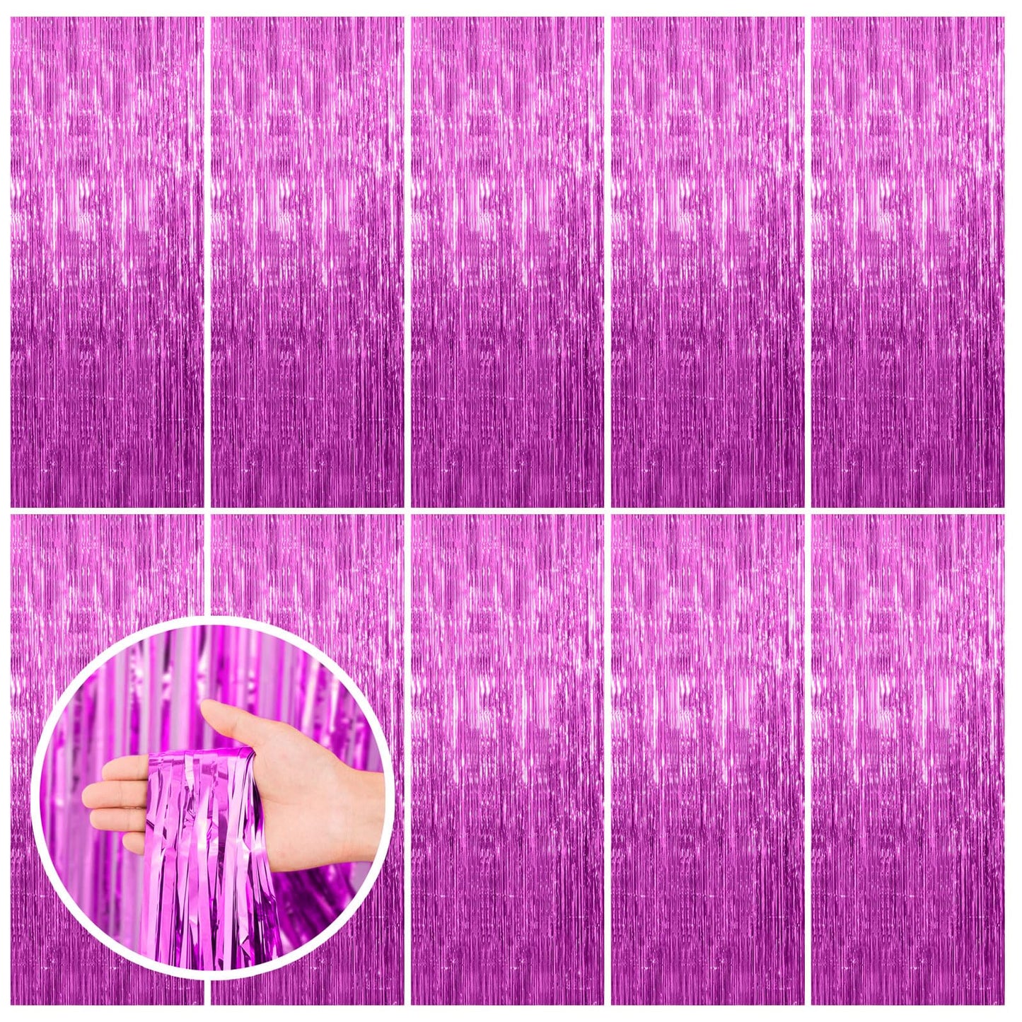 2 Pack Pink Backdrop Party Decorations Tinsel Curtain Party Backdrop Foil Fringe Birthday Decorations Photo Booth Streamer Backdrop Pink Theme Bachelorette Graduation Decor