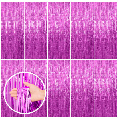 2 Pack Pink Backdrop Party Decorations Tinsel Curtain Party Backdrop Foil Fringe Birthday Decorations Photo Booth Streamer Backdrop Pink Theme Bachelorette Graduation Decor