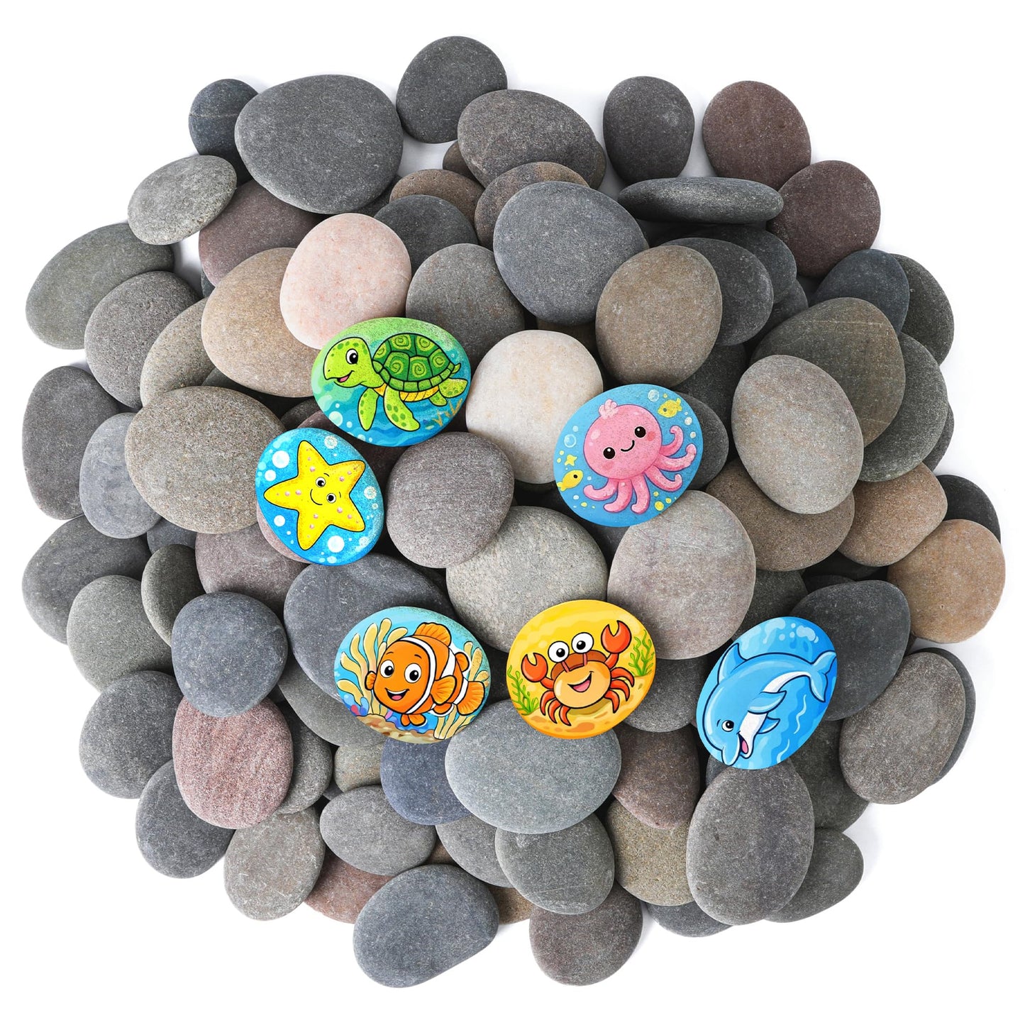 Rokraft 36 PCS Large 2.15-3.35" Smooth Natural River Rocks for Painting, Flat Painting Rocks & Craft Stones for Kindness Rocks, School Art Projects & DIY Crafts
