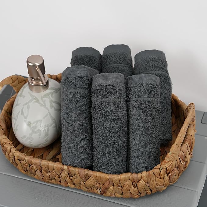 Tens Towels Pack of 60 Washcloths, 12 x 12 Inches, Lighter Weight, Quick to Dry