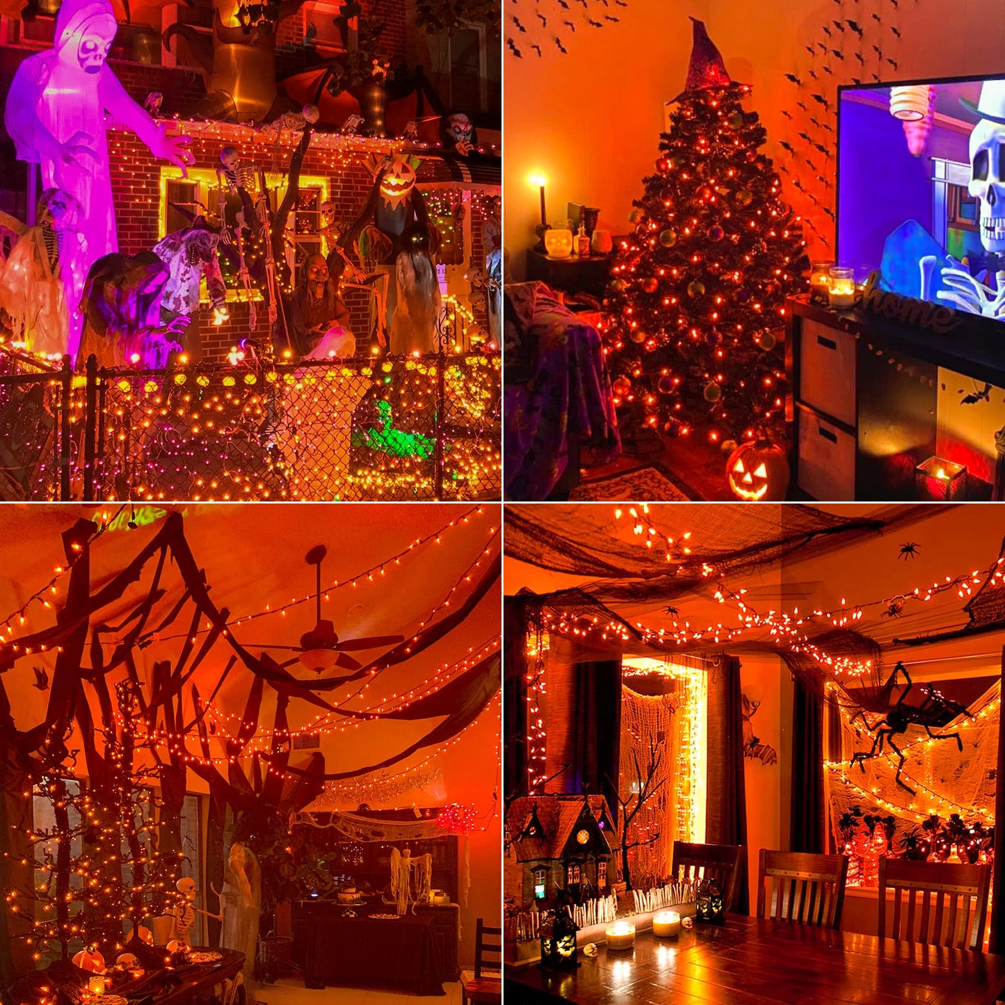 Hopolon Mini Orange Halloween Lights, 2PACk 50 Count Incandescent Christmas String Lights, 13 FT 120 V Xmas Tree Lights for Christmas,Thanksgiving, Patio, Party, Home, Indoor Outdoor Decor, Orange
