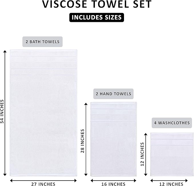 Utopia Towels 8 Piece Luxury Towel Set, 2 Bath, 2 Hand, and 4 Wash Cloths