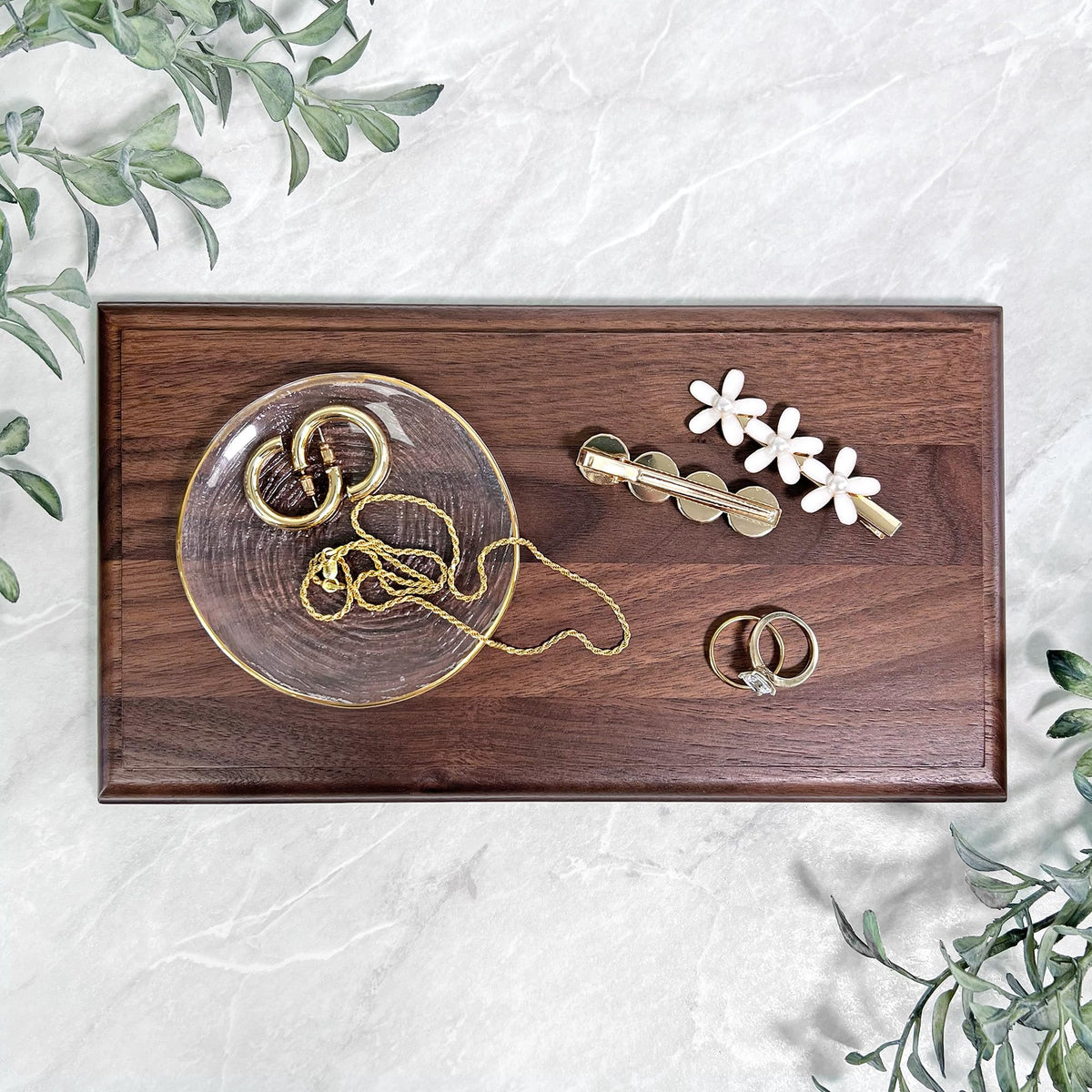 Plymor Solid Walnut Rectangular Wood Display Base with Ogee Edge, 10.75" W x 6.125" D x 0.75" H