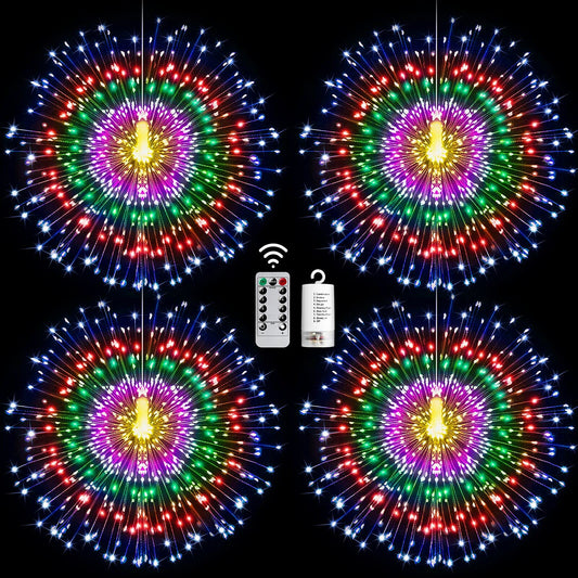 4 Pack Star String Lights Christmas Lights, 225 LED 8 Modes Dimmable with Remote Control, Waterproof Copper Wire Decorative Hanging Star Lights for Party Patio Garden Decoration (Multicolor)