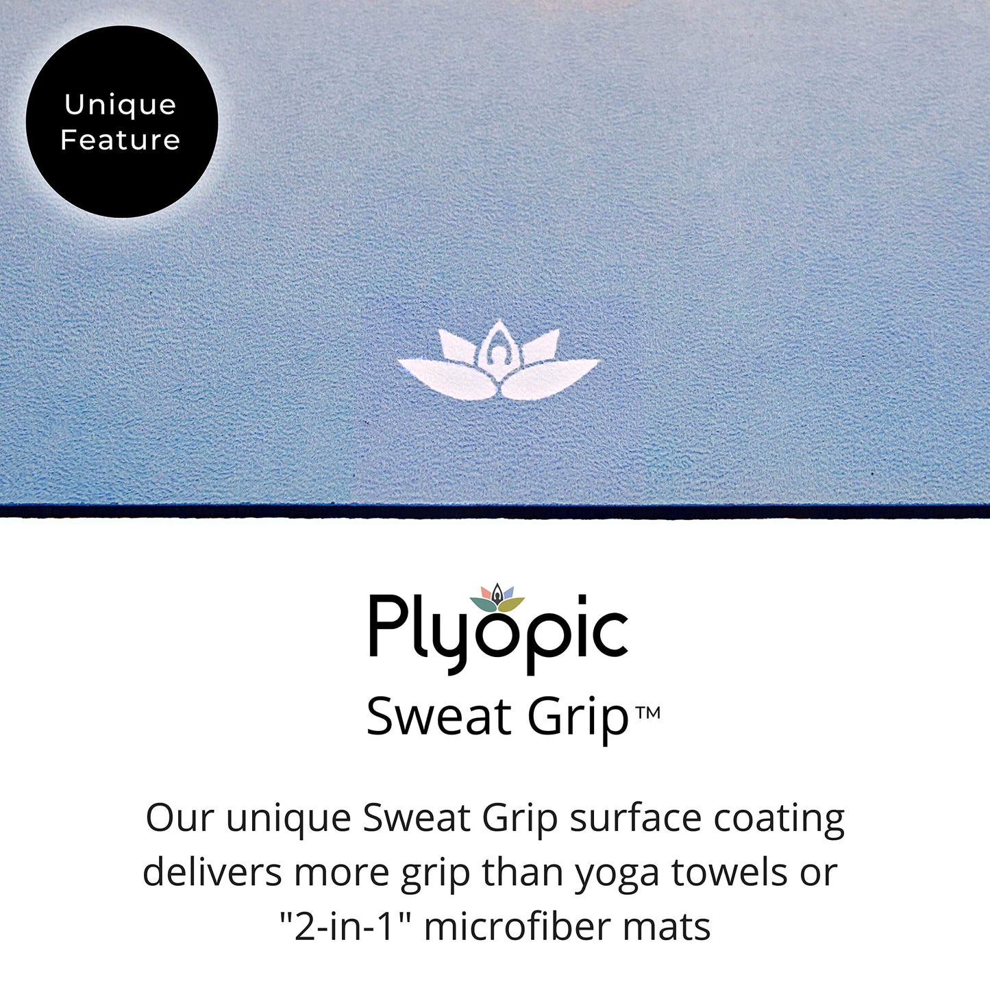 Plyopic. All In One Yoga Mat | Luxury Sweat-Grip Mat/Towel Combo | Ideal for Yoga, Hot Yoga, Bikram, Pilates, Workout & Exercise | Eco-Friendly Natural Rubber
