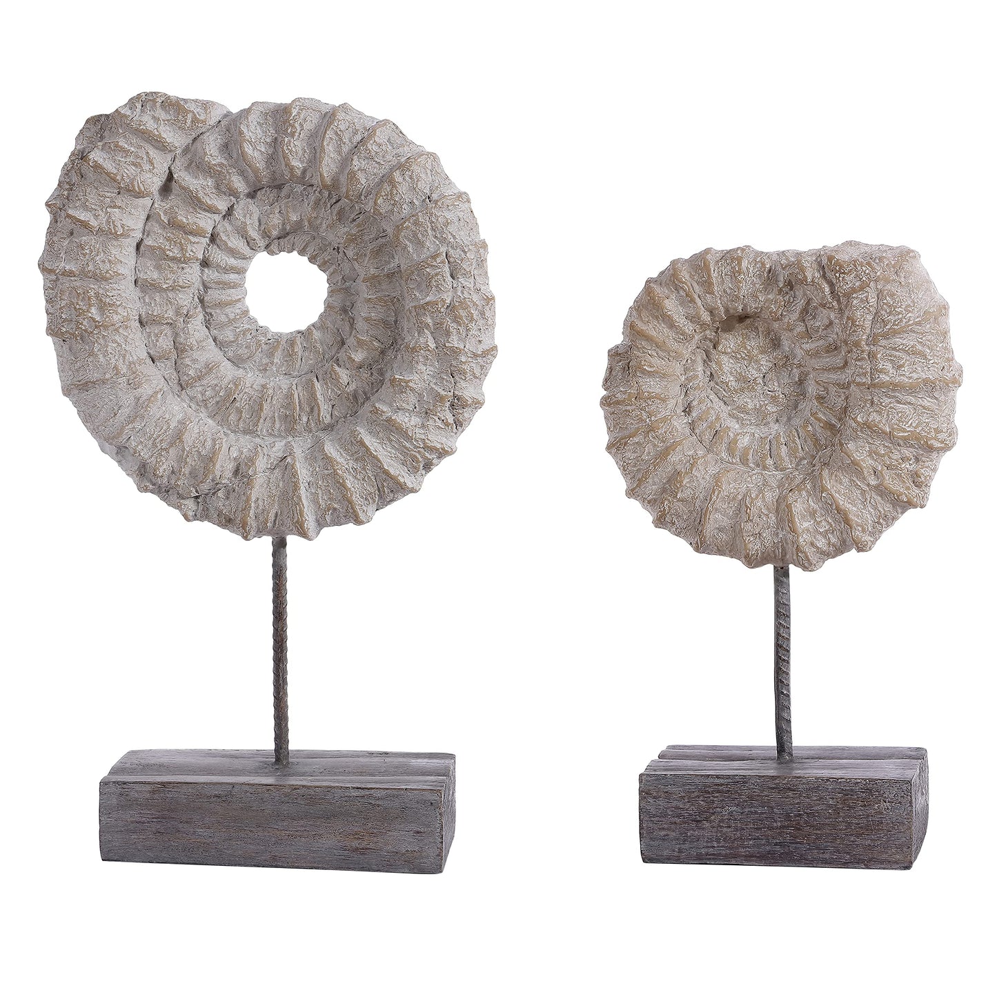 SAFAVIEH Home Collection Lena Nautical Ammonite Shell Table Decor (Set of 2) RDC1207A-SET2, Black/White
