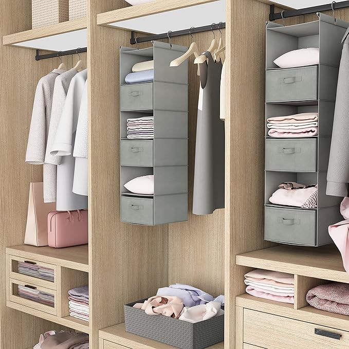 MAX Houser 6 Tier Shelf Hanging Closet Organizer, Closet Hanging Shelf