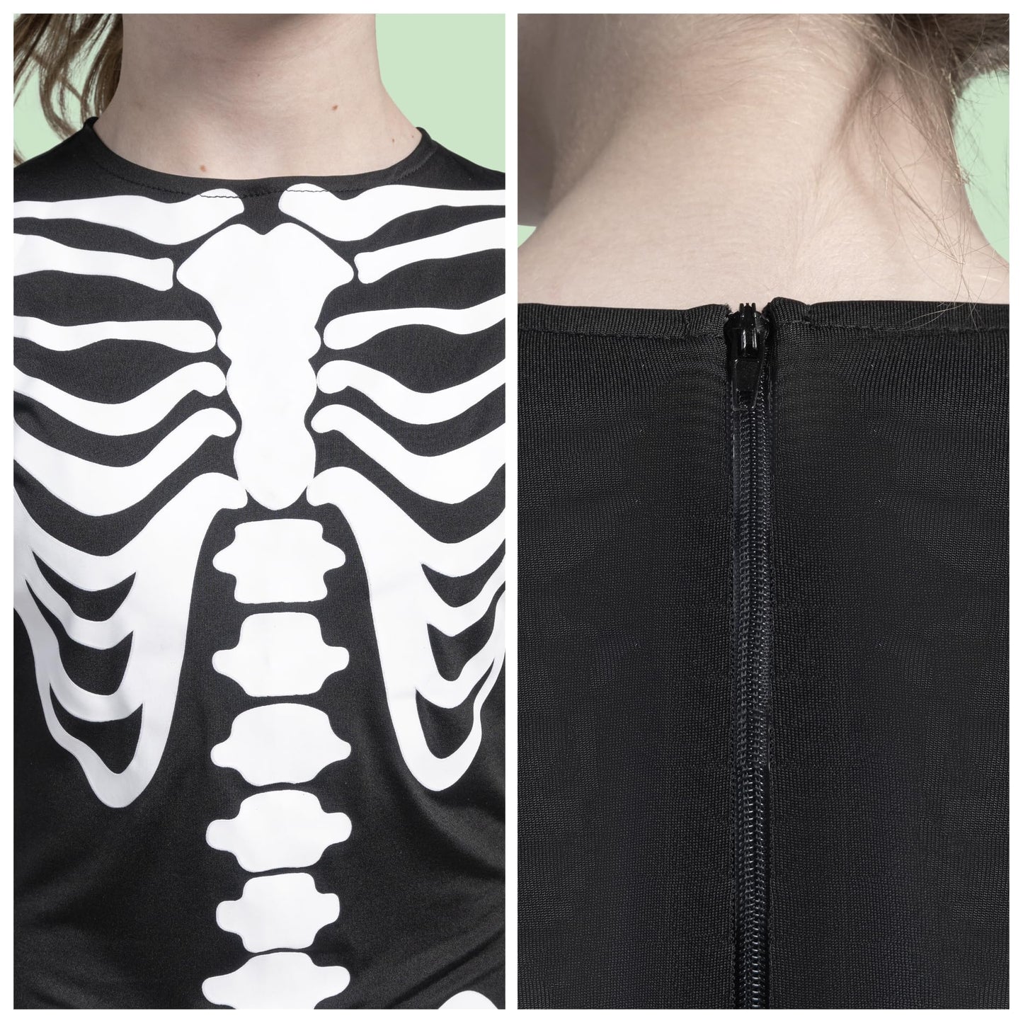 Spooktacular Creations Halloween Kids Skeleton Costume, Unisex Glow in the Dark Skeleton Jumpsuit with Gloves for Boys, Girls (Large(10-12 yrs))