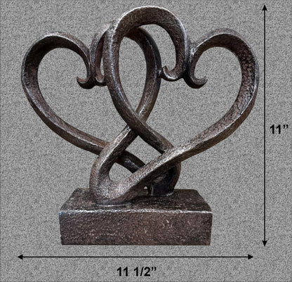 Top Brass Entwined Hearts Tabletop Decor, Two Hearts Love Unity Sculpture – Cast Iron Finish Resin Statue, Romantic Gift for Couples, Wedding & Anniversary, 11 Inches Tall