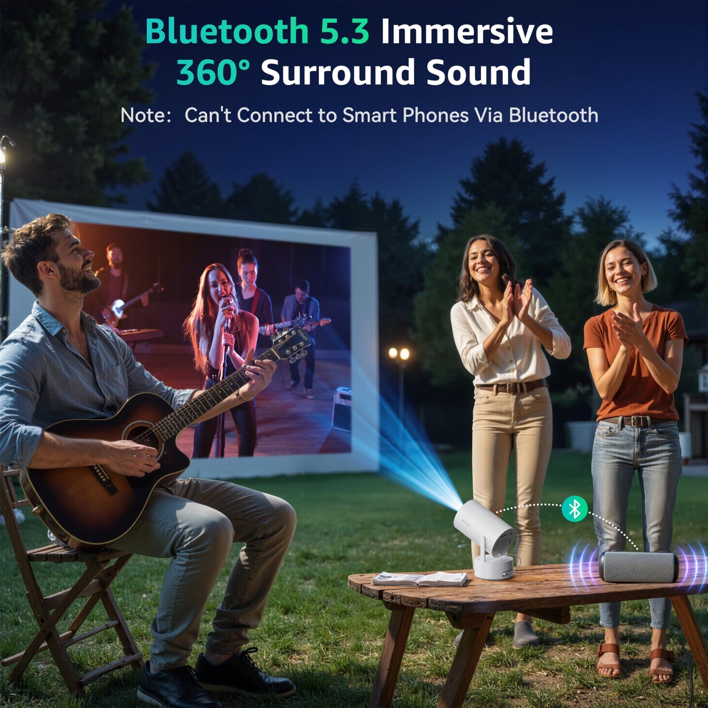 Polocsh Mini Projector, Rechargeable Portable Outdoor Smart Projector with 4K Support, Auto Keystone, Android 11 Small Projector with WiFi and Bluetooth, Electric Focus Home Theater for iphone