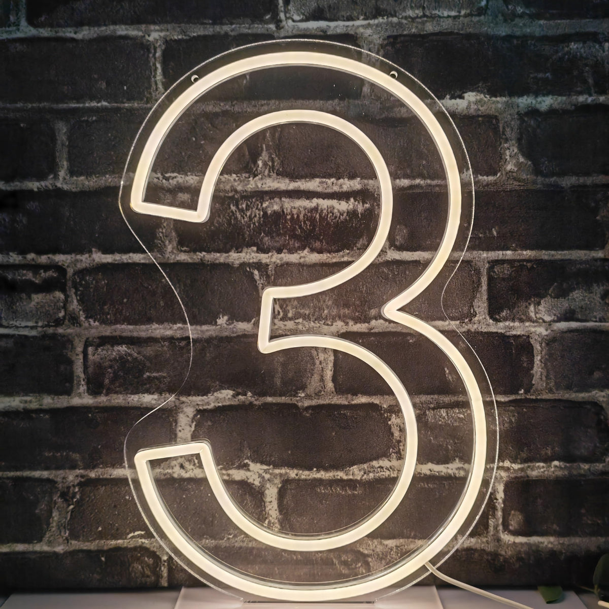 Neon Signs Number 3 Birthdays Decor Neon Lights Party USB Plus Battery Case Light up your baby's birthday with our Neon Number Three Sign (Number 3-Warm White)