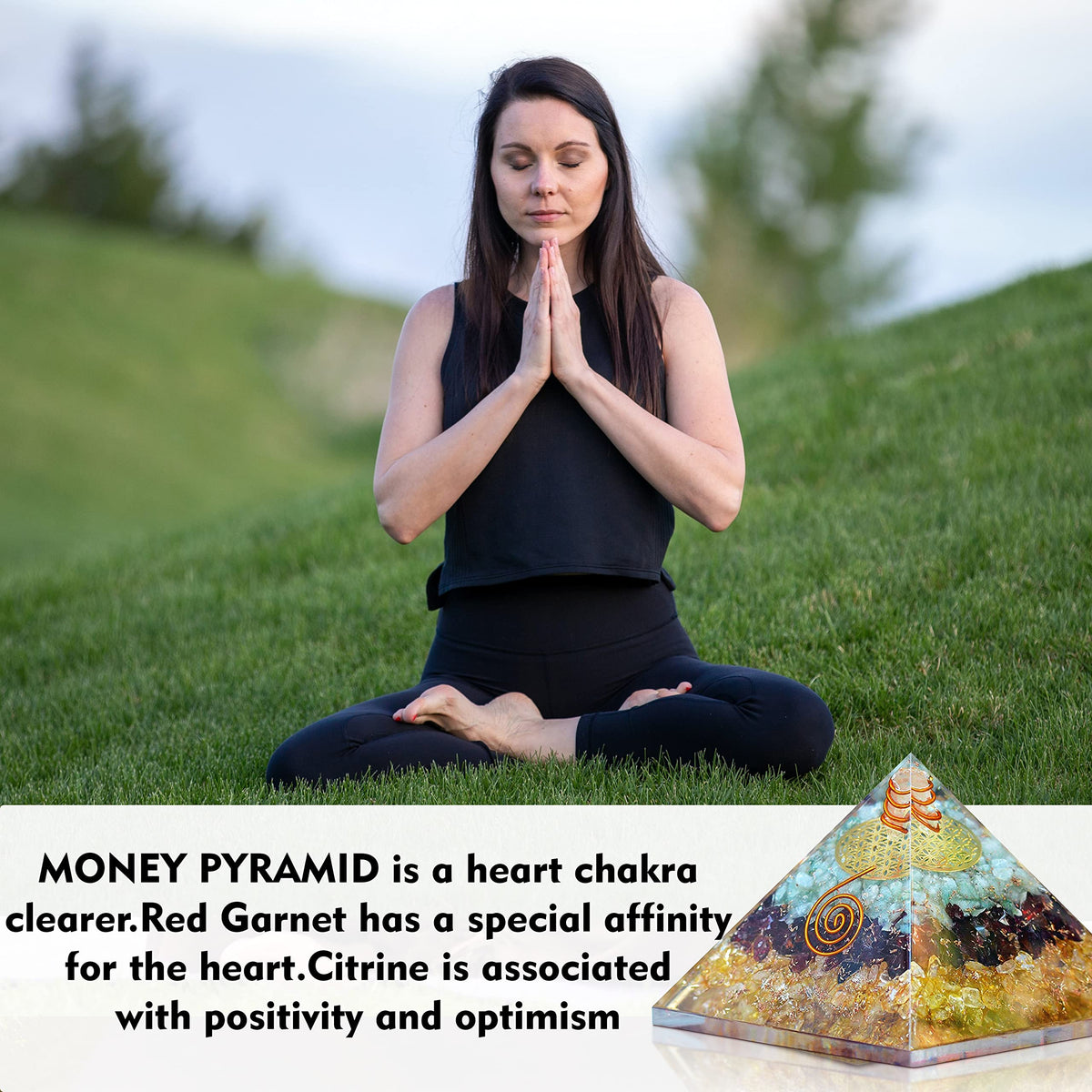 Triple Money Orgone Pyramid Attract Wealth and Prosperity- Crystals Pyramid for Positive Energy and Meditation Yoga Positive Energy Promotes Wealth, Prosperity and attracts Success
