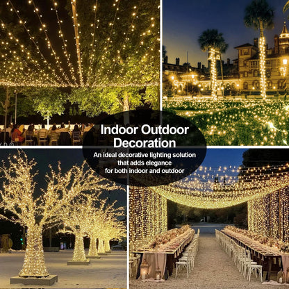 403 FT 1000 LED Outdoor Fairy Lights Plug in Warm White Christmas Lights Outside Extra Long Waterproof String Lights with Remote Timer 8 Modes for Garden House Party Wedding Yard Xmas Tree Decorations