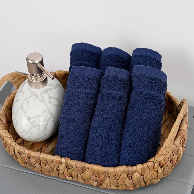 Tens Towels Pack of 12 Washcloths, 12 x 12 Inches, Lighter Weight, Quick to Dry