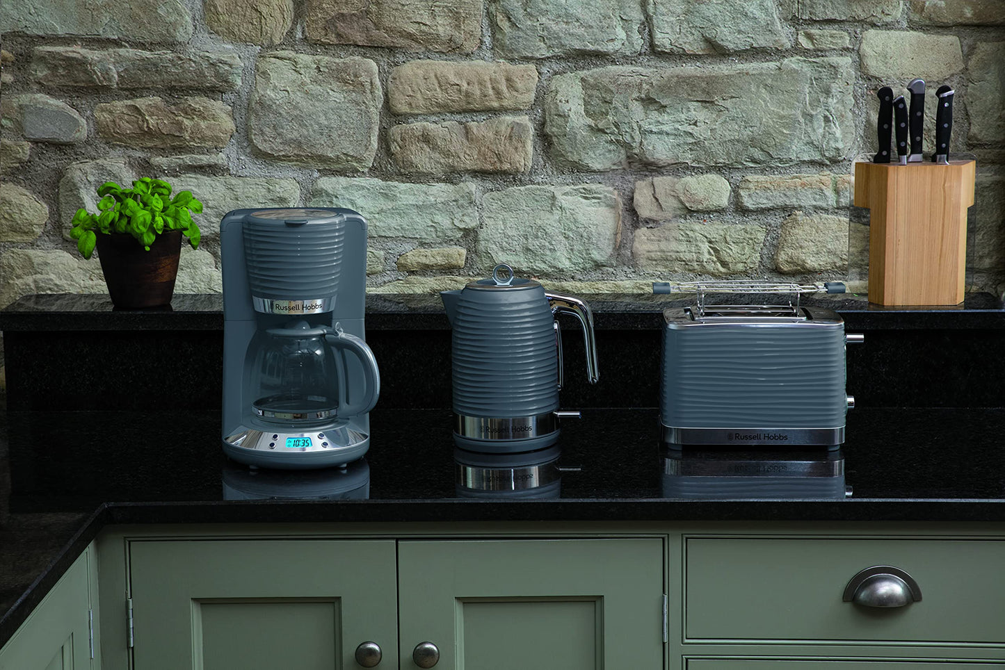 Russell Hobbs Inspire 24363-70 Kettle [1.7 L, 2400 W] Grey with High-Quality High-Gloss Structure (Quick Boil Function, Removable Limescale Filter, Water Level Indicator, Removable Lid)