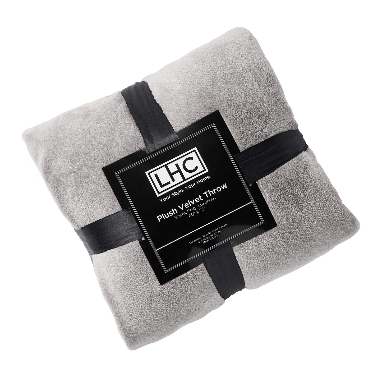 Lavish Home Velvet Throw – Oversized Microfiber Velvet Solid Polyester Throw Blanket – Breathable and Machine Washable in Stone Grey
