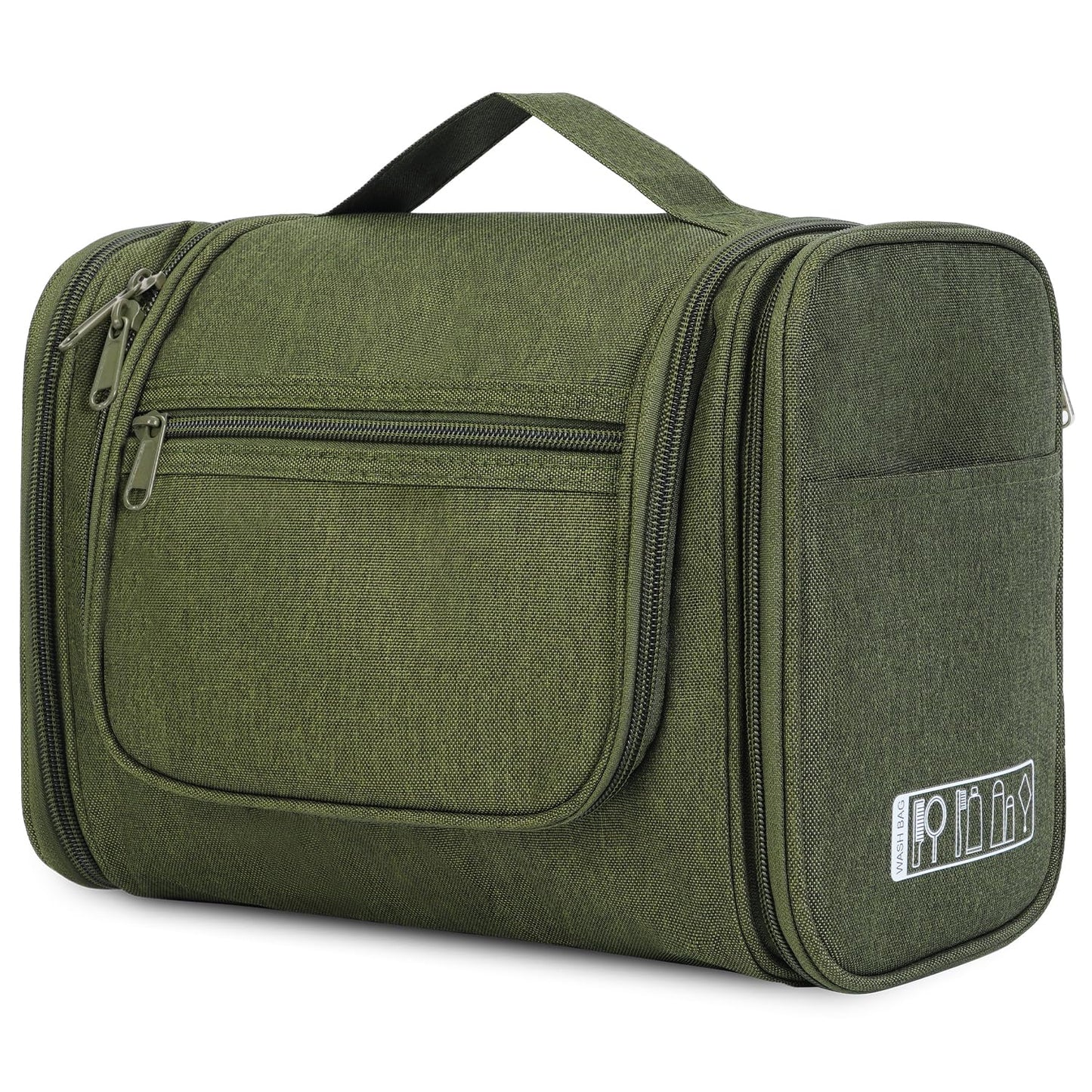Large Hanging Toiletry Wash Bag Travel Makeup Cosmetic Organizer for Men Women by WANDF (Dark Green)