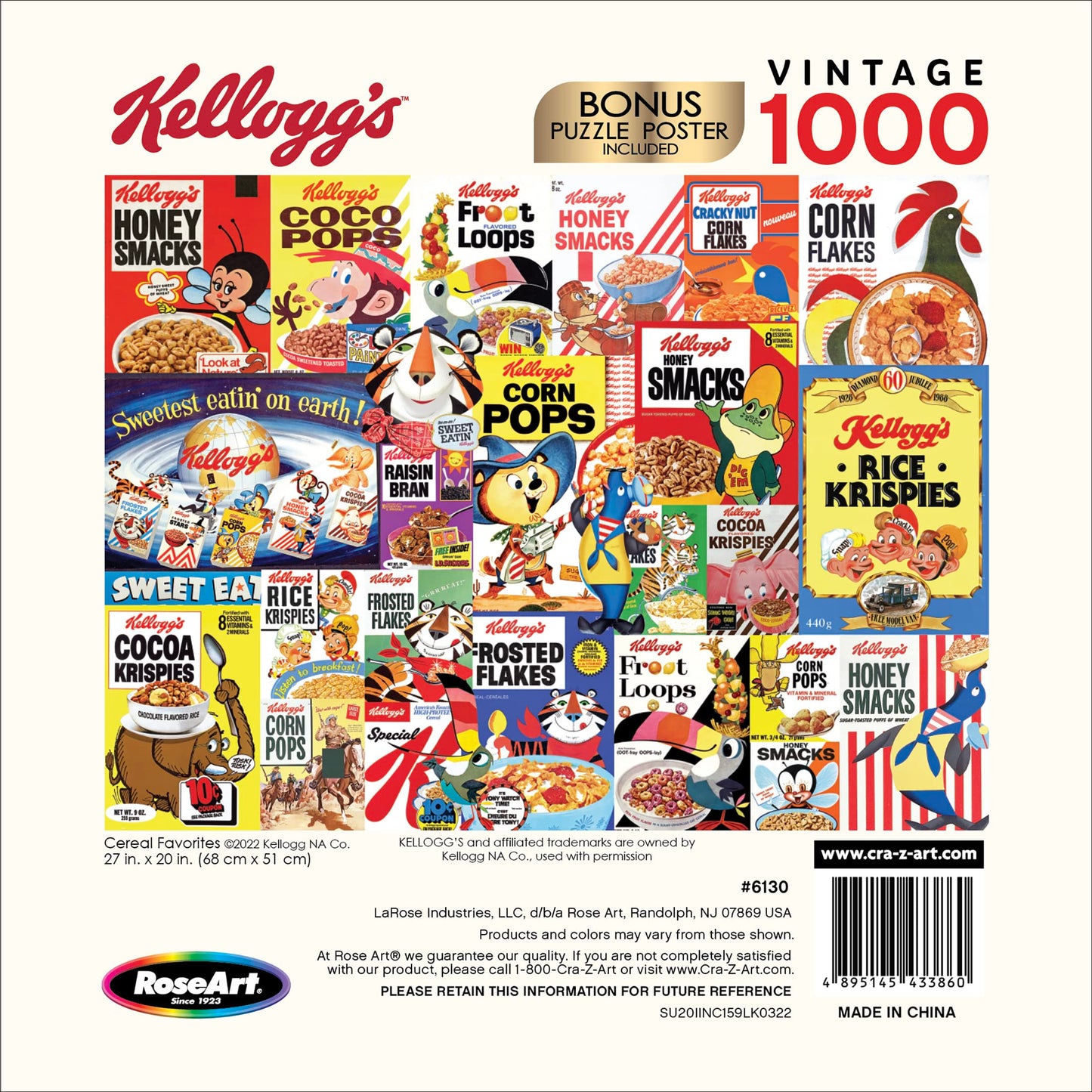 RoseArt - Kellogg's - Cereal Favorites - 1000 Piece Jigsaw Puzzles for Adults