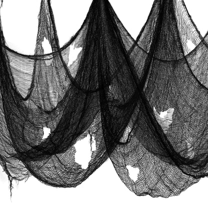 Nirohee 30x433 In Halloween Spider Web Black Creepy Cloth,900 Sqft Spider Webs Halloween Decorations with 100 Fake Spiders,Scary Spooky Gauze with Holes for Haunted House,Yard,Wall,Lawn,Garden,Horro