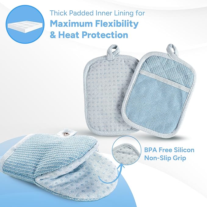 Casa Platino Silicone Oven Mitts Set, 8-Piece – 500°F Heat Resistant Mini Oven