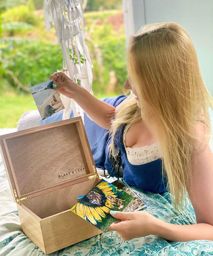 Blake & Lake Wooden Keepsake Box with Lid - Blonde Catchall Wood Storage Box - Treasure and Gift Box for Home - Decorative boxes with hinged lid - Large Oak Boxes (White Oak)