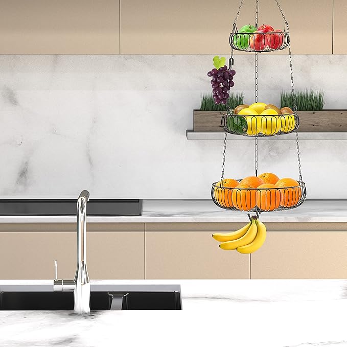 Simple Houseware Adjustable Metal Hanging Fruit Basket