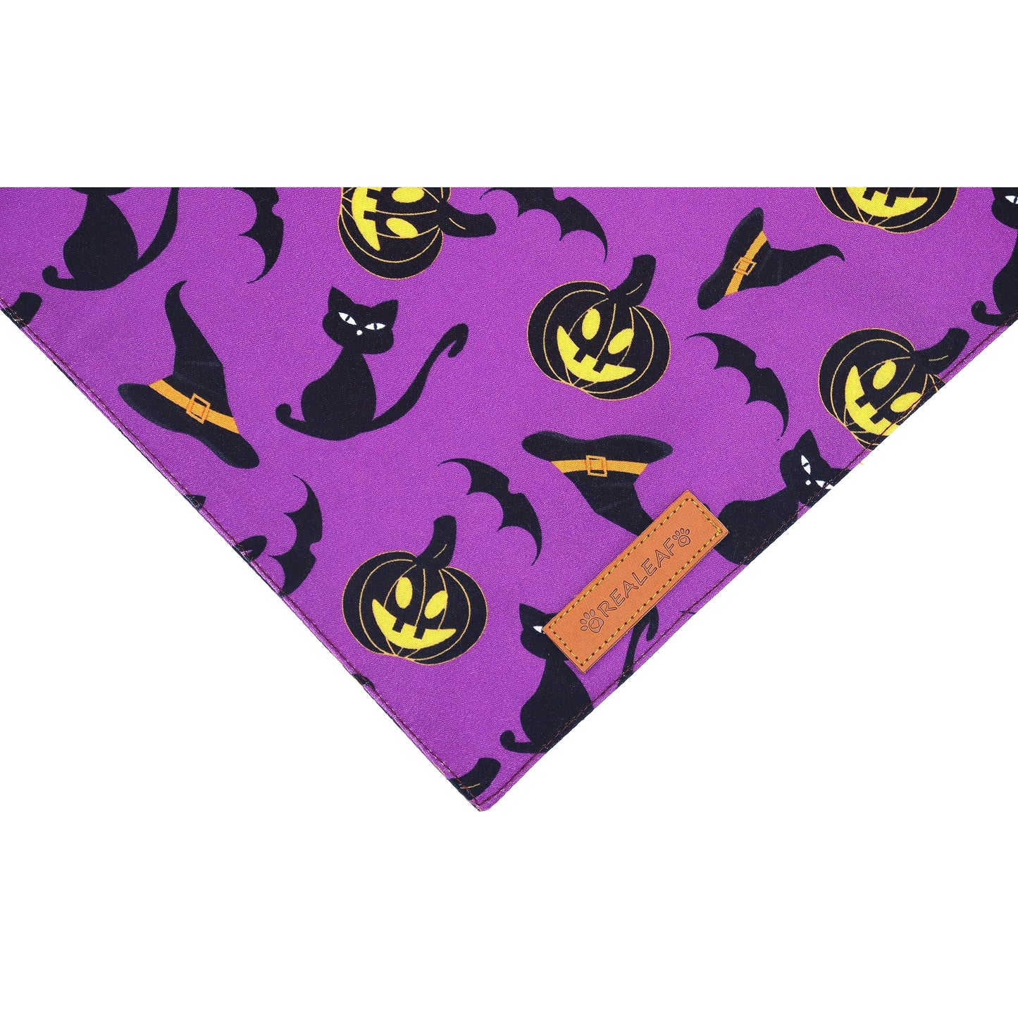 Realeaf Halloween Dog Bandanas 2 Pack, Reversible Orange Pumpkin Pet Scarf for Boy and Girl, Premium Durable Fabric, Holiday Bandana for Small Medium Large and Extra Large Dogs (Small)