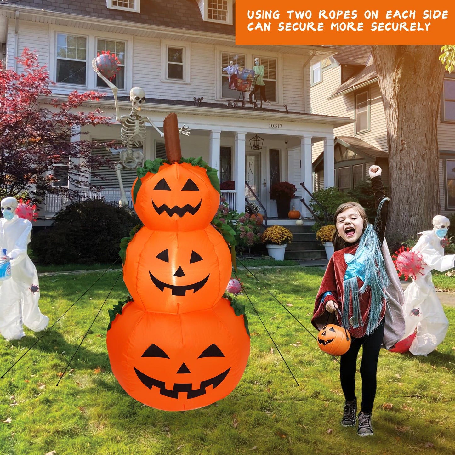DearSun 4FT Halloween Inflatable Pumpkins Decor Blow up Pumpkin Stacked Halloween Decorations Outer Decoration Large Party Yard Decoration (Pumpkin 3)