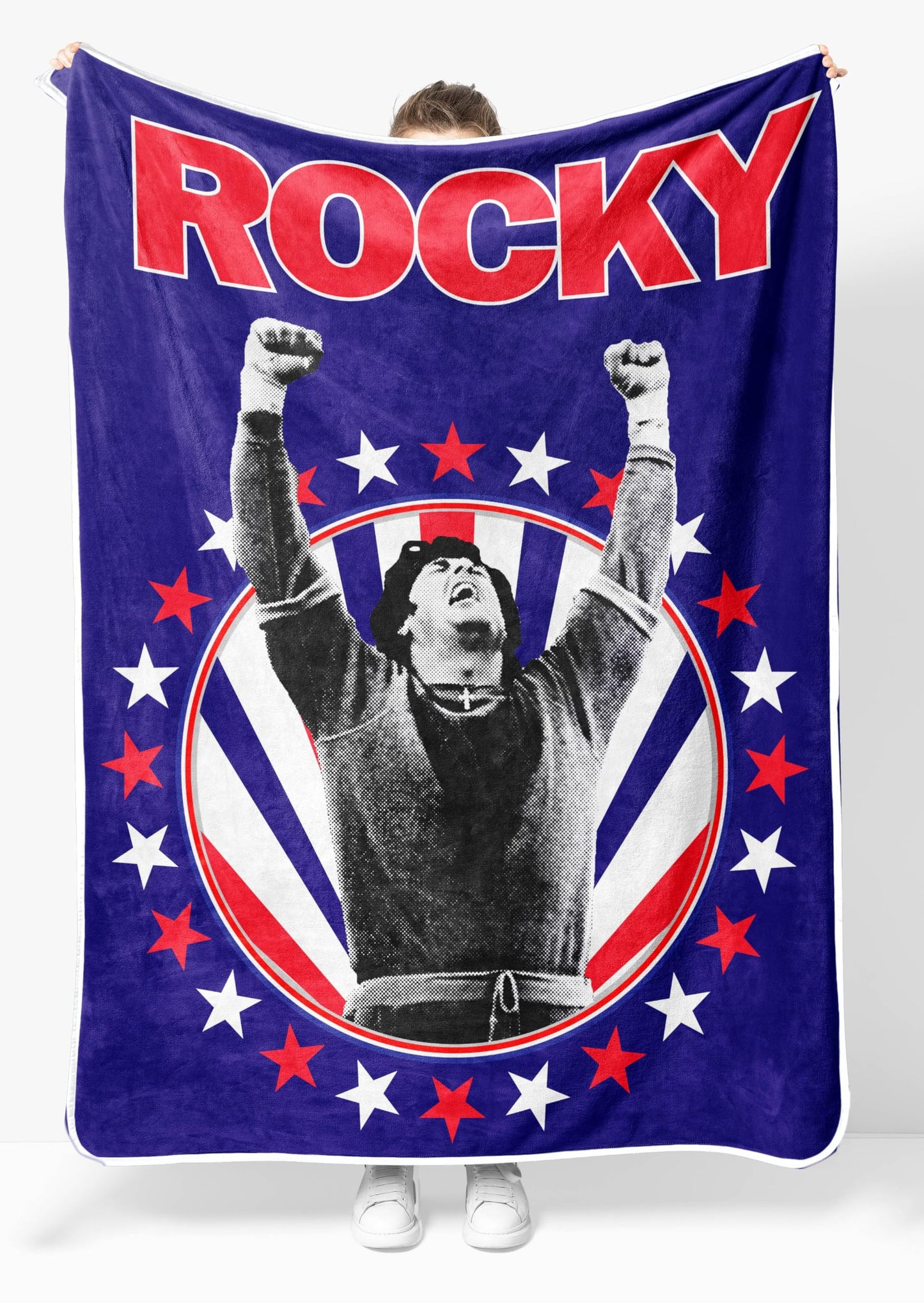 Jay Franco Plush Throw Blanket – Soft & Cozy Fleece Throw for Bedroom & Couch Décor, Official Licensed Product, Blue - Rocky & Creed, 46x60 - Throw Blanket
