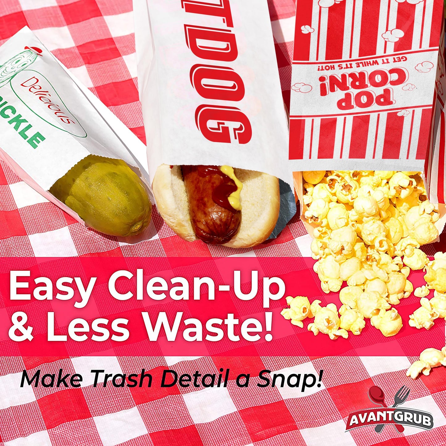 Super Fun, Grease-Proof Food Wrapper 150 Combo Pack. 50 Each Pickle, Hot Dog and Popcorn Durable Retro Bags. Snack Bag Trio for Party Favors or Treats. Great for Themed Parties, Carnival and Festival