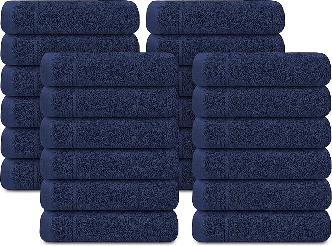 Tens Towels Pack of 24 Washcloths, 12 x 12 Inches, Lighter Weight, Quick to Dry