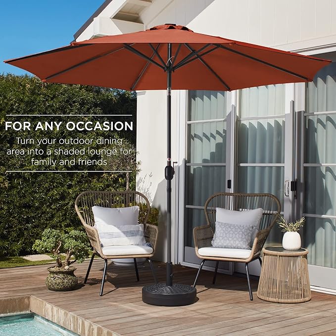 Best Choice Products 10ft Outdoor Table Compatible Steel Polyester Market Patio Umbrella w/Crank and Easy Push Button Tilt