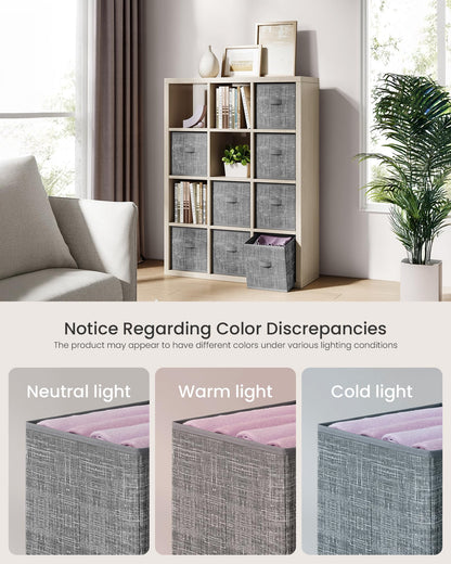 SONGMICS Storage Cubes, 10.2 x 10.2 x 11 Inches Non-Woven Fabric Bins with Double Handles, Set of 8, Closet Organizers for Shelves, Foldable, for Clothes, Cattail Gray UROB826G01