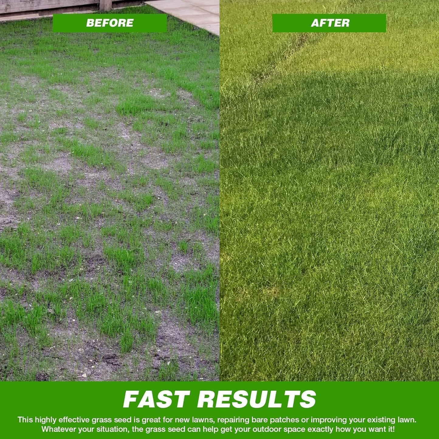 GroundMaster Premium Lawn Grass Seed – 1KG Hard Wearing & Fast Germination Grass Seeds for Family Lawns and Gardens, Coverage up to 60M2 for Overseeding, Tough Lawn Seed Mixture, Pet-Friendly