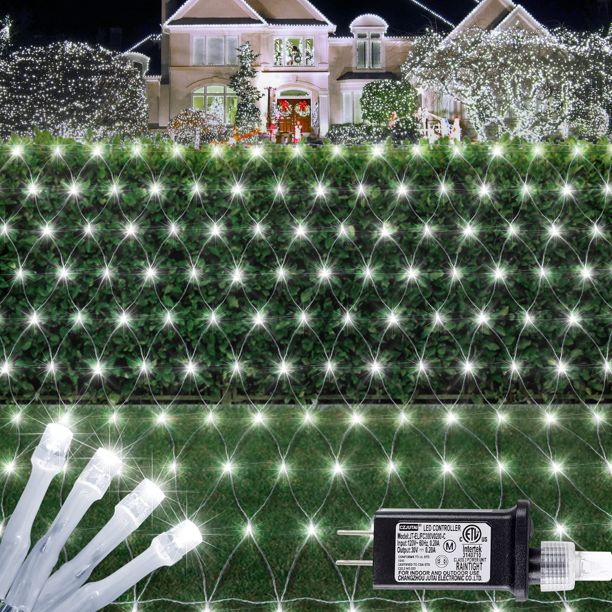 HEYFUNi 192 LED Net Lights Outdoor Mesh Lights,8 Modes Net Light for Bushes Plug in, Waterproof Christmas Net String Light for Bushes Ceiling Wedding Indoor Outdoor(9.8ft x 6.6ft,White)