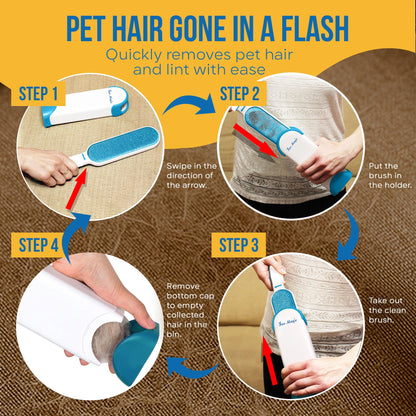 Fur Magic Pet Hair Remover Lint Brush With Self-Cleaning Base, Reusable Fluff Remover for Clothes, Double-Sided Fur Cleaner for Dog and Cat