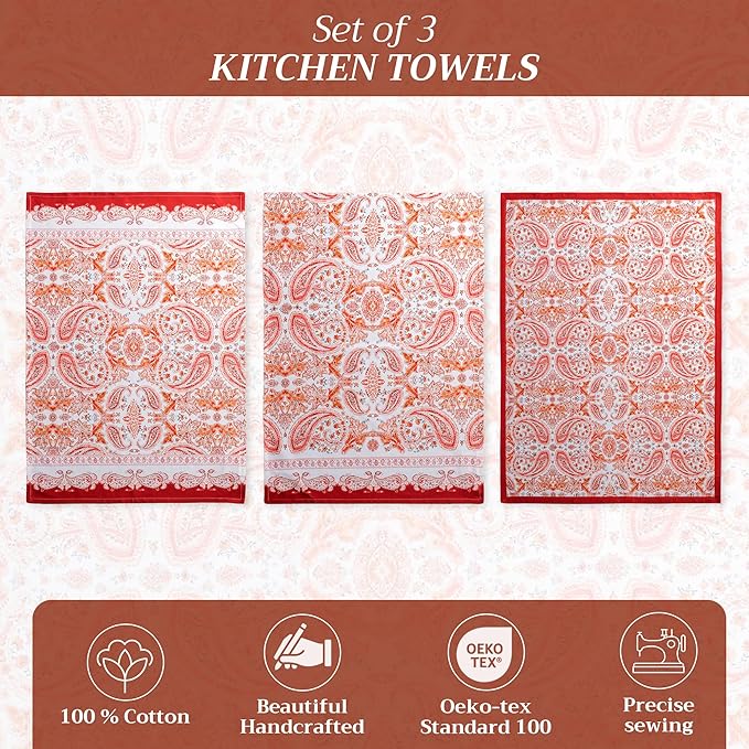 Maison d' Hermine Kitchen Towels Set of 3 100% Cotton 20" x 27.5" Reusable