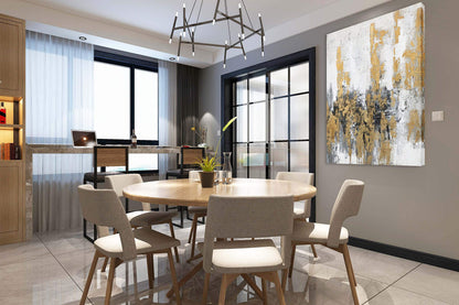 Yihui Arts Modern Abstract Skyline Canvas Wall Artwork with Gold Foil Hand Painted Art Painting Pictures for Living Room Bathroom Home Decoration